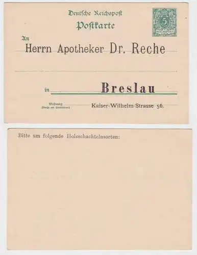 95996 DR Ganzsachen Postkarte PP9/A1 5 Pfennig Apotheker Dr. Reche Breslau