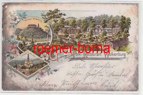 75632 Ak Lithographie Gruß aus dem Park Restaurant Wolkenburg 1899