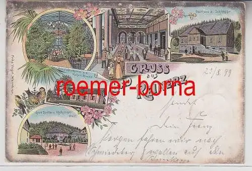 76741 Ak Lithografie Gruss aus Bad Reinerz Duszniki-Zdrój Gasthaus usw. 1899