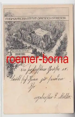 74682 Ak Dresden Striesen Freimaurerinstitut Realschule 1901