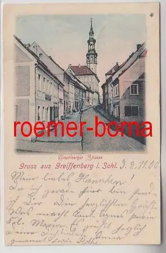 71850 Ak Gruß aus Greiffenberg in Schlesien Hirschberger Strasse 1900
