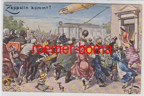 27045 Arthur Thiele Künstler Ak "Zeppelin kommt!" 1912