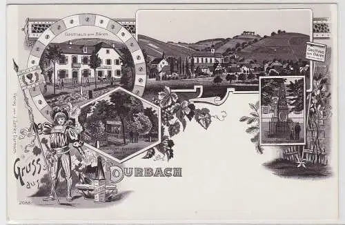 39468 Lithographie Ak Gruss aus Durbach - Gasthaus zum Bären um 1900