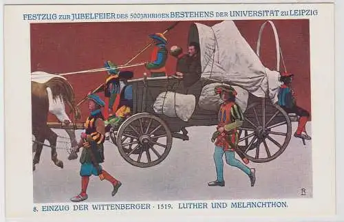 05708 Künstler Ak Festzug vom 500jährigen Jubiläum der Universität Leipzig 1909