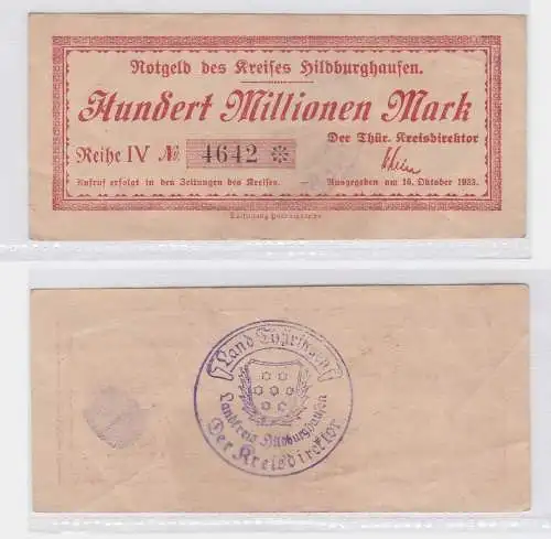 100 Millionen Mark Banknote Kreis Hildburghausen 16.Oktober 1923 (119881)