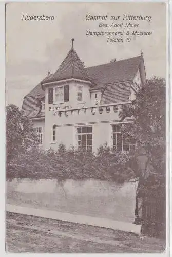 69268 Ak Rudersberg, Gasthof zur Ritterburg, Dampfbrennerei & Mosterei 1932