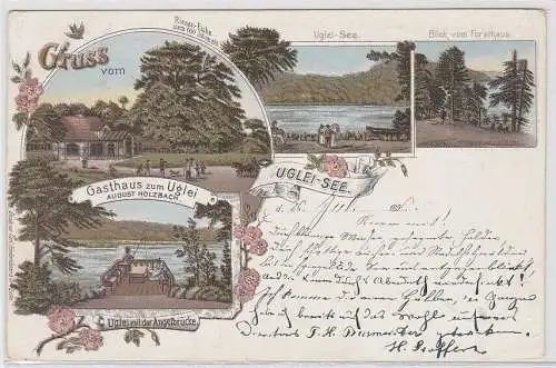39369 Lithographie Ak Gruss vom Uglei-See - Gasthaus zum Uglei 1896