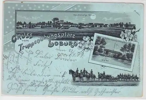 73662 Mondscheinkarte Gruß vom Truppenübungsplatz Loburg 1899