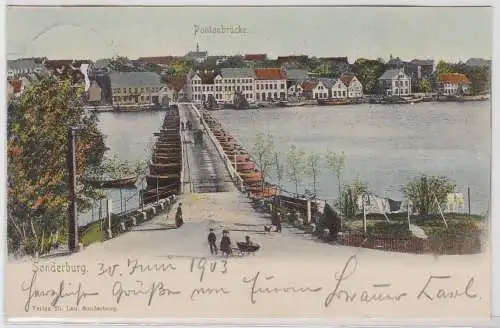 39986 AK Sonderburg - Pontonbrücke, Uferpartie 1903