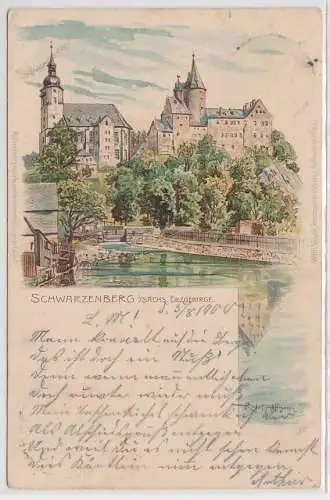 91659 Ak Lithographie Schwarzenberg im sächsischen Erzgebirge 1900