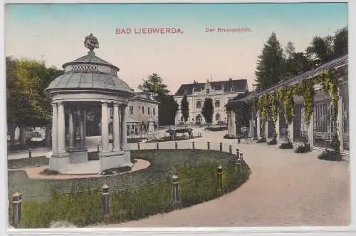 56495 AK Bad Liebwerda (Lázně Libverda) - Der Brunnenplatz, Parkpartie 1908