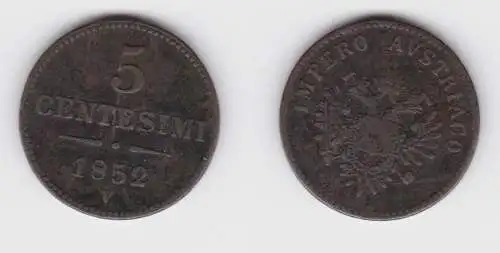 5 Centesimi Kupfer Münze Österreich Lombardei Venetien 1852 V (155219)