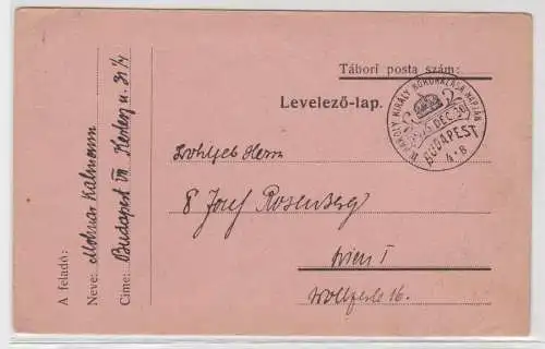 43562 alte Postkarte von Budapest nach Wien Krönungsstempel 30.12.1916
