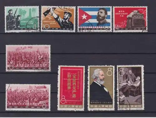 VR China 1963 Briefmarken Michel 683-688 und 699-701 gestempelt (143050)