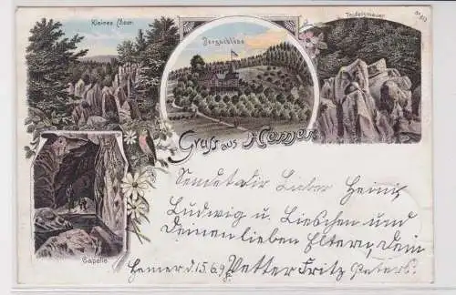 908405 Lithographie Ak Gruss aus Hemer - Teufelsmauer, Kleines Meer usw. 1898