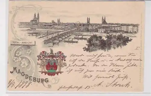 908171 Lithographie Ak Magdeburg - Totalansicht 1898