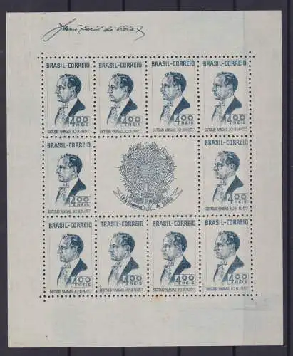 10er Bogen Briefmarken Brasilien 400 Reis Vargas postfrisch ** (137755)