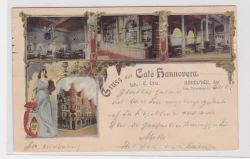 908176 Lithographie Ak Gruss aus Café Hannovera in Hannover 1911