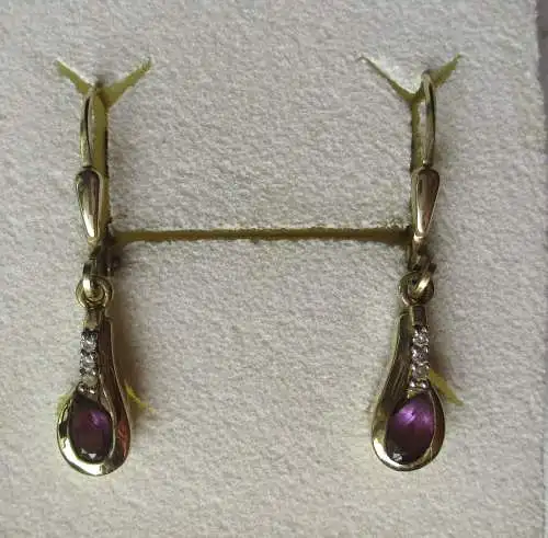 hochwertige 333er Gold Ohrringe mit Amethyst Anhänger (110026)