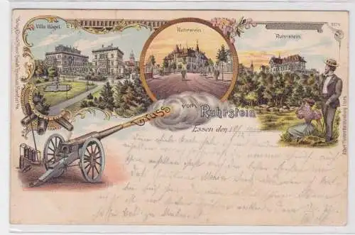 901661 Lithographie Ak Gruss vom Ruhrstein Essen - Ruhrstein, Villa Hügel 1902