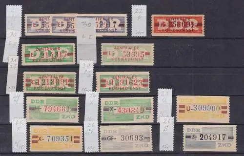 14 x DDR Dienstmarken Zentraler Kurierdienst postfrisch ** (156605)