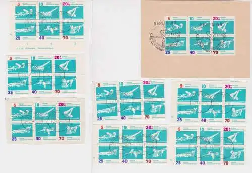 8 x DDR Briefmarken Sechserblock Schwimm EM 1962 gestempelt (152221)