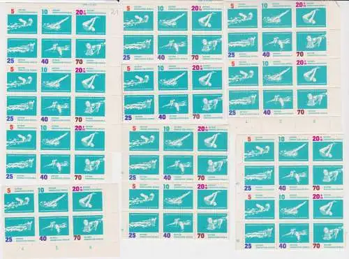 12 x DDR Briefmarken Sechserblock Schwimm EM 1962 postfrisch ** (155636)