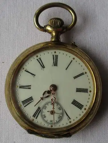 vergoldete 800 Silber Lépine Taschenuhr mit Galloné Gehäuse um 1910 (158065)