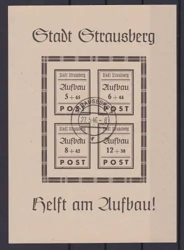 142357 Lokalausgaben Strausberg 1946 Mi Block 2 Wert 25 EUR gestempelt