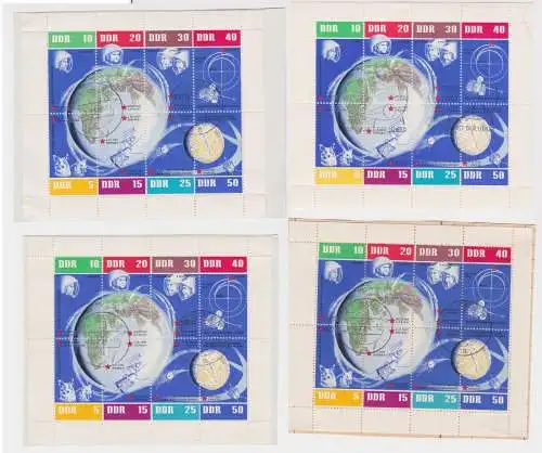 4 x DDR Briefmarken Kleinbogen 1962 (Weltreumflug) gestempelt (159509)