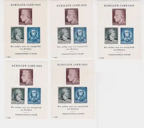 5 x DDR Briefmarken Block 12 (Schiller-Jahr 1955) postfrisch ** (158064)