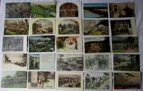 Sammlung 100 alte Militär Ansichtskarten Patriotika Heer Reiter (100474)
