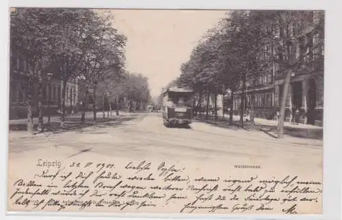 99397 Ak Leipzig Waldstraße mit Straßenbahn 1901