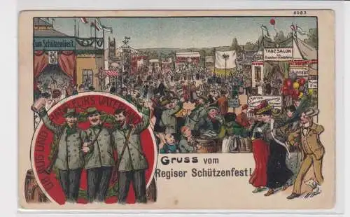 81885 Ak Lithographie Gruß vom Regiser Schützenfest! um 1910