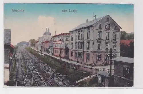 70362 Ak Gössnitz Hainstrasse mit Blick auf die Bahngleise um 1910