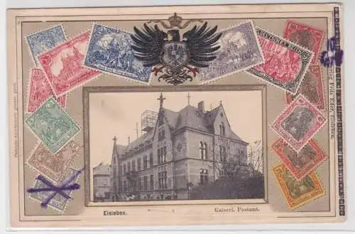 40912 Briefmarken Präge Ak Lithographie Eisleben kaiserliches Postamt 1907