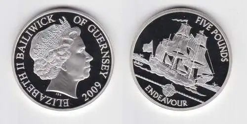 5 Pfund Silbermünze Guernsey Segelschiff Endevour 2009 PP (121749)