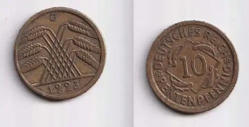 10 Rentenpfennig Messing Münze Deutsches Reich 1923 G, Jäger 309 (150634)