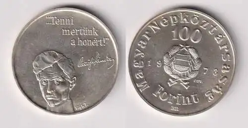 100 Forint Silber Münze Ungarn Petöfi 1973 Stgl. (158641)