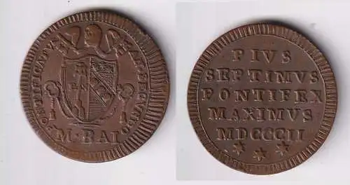 1/2 Baiocco Kupfer Münze Vatikan Pius Septimus 1802 (152407)