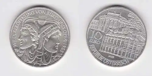 10 Euro Silbermünze Österreich 2005 Wiedereröffnung von Burg u. Oper (155545)