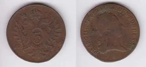 3 Kreuzer Kupfer Münze RDR Habsburg Österreich Franz II. 1800 A (155518)