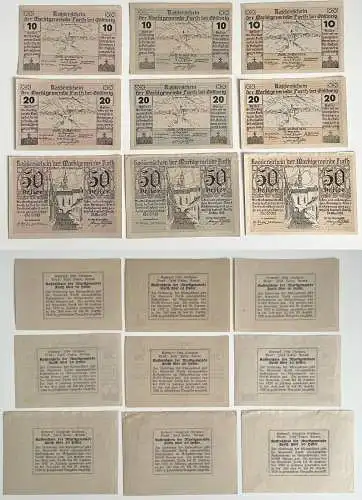 9 Banknoten 10 bis 50 Heller Notgeld Marktgemeinde Furth bei Göttweig (155335)