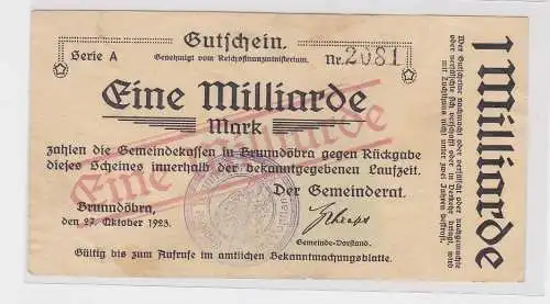 1 Milliarde Mark Banknote Gemeinde Brunndöbra 27.10.1923 (118877)