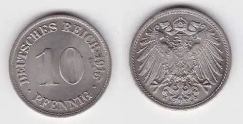 10 Pfennig Nickel Münze Deutsches Reich 1915 D, Jäger 13 f.Stgl. (142818)
