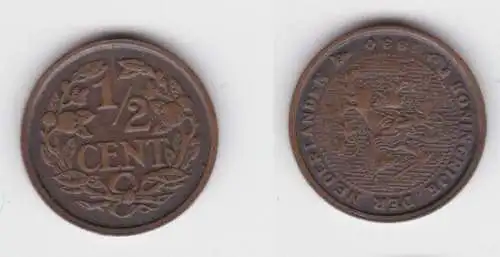 1/2 Cent Kupfer Münze Niederlande 1930 vz (143350)
