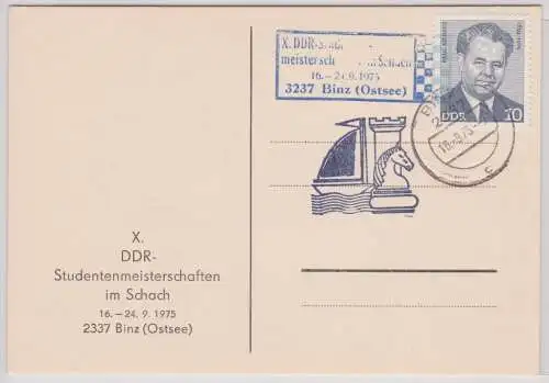 902337 Postkarte X.DDR Studentenmeisterschaften im Schach Binz Ostsee 1975
