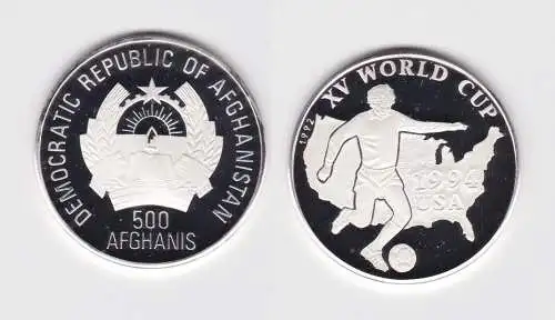 500 Afghanis Silber Münze Afganistan Fussball WM 1994, 1992 PP (159031)