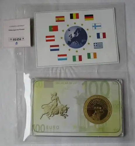 Währungen im Wandel 2011 - Goldmedaille 100 Mark - 100 Euro Edelstein (103703)