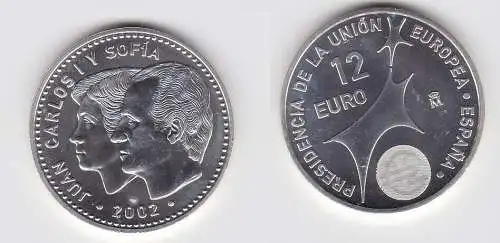 12 Euro Silbermünze Spanien Juan Carlos & Sofia EU Präsidentschaft 2002 (130487)